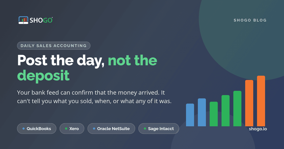 Shogo — post the day, not the deposit: recording POS sales in QuickBooks and Xero