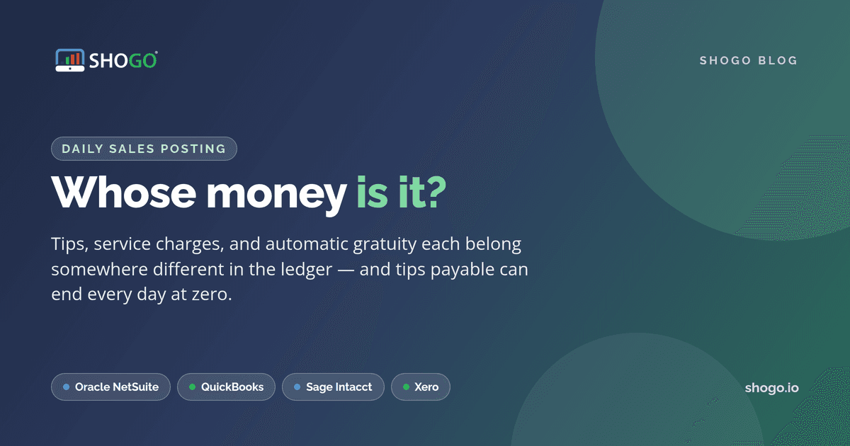 Shogo: whose money is it? How to post tips, service charges, and automatic gratuity